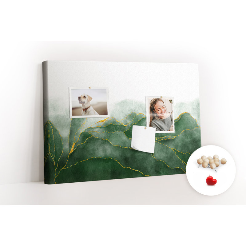 Wall Mounted cork board with print wall art notice boards home office bulletin board ideas Leaves abstract