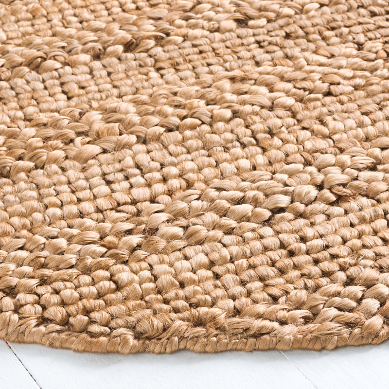 Khamir Natural Fiber Flat Weave Jute/Cotton Solid Color Rug in Brown, Round 6'