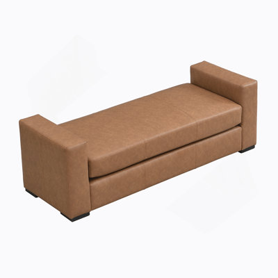 Stylish And Durable Brown Faux Leather Ottoman