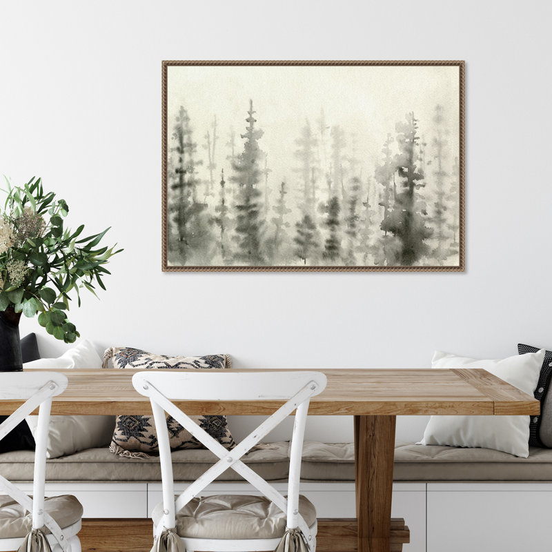 «Ink Pine Woods III» par Emma Caroline, reproduction d'art sur toile encadrée, H 23 po x l 33 po