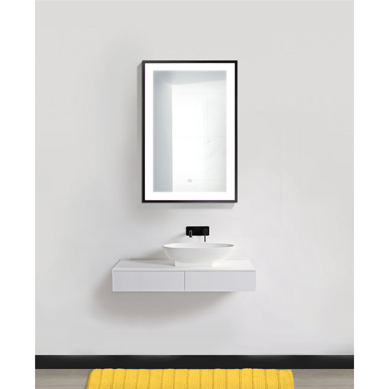 Ednaoverdorf Flat Wall Mirror, Black, 36" x 24"