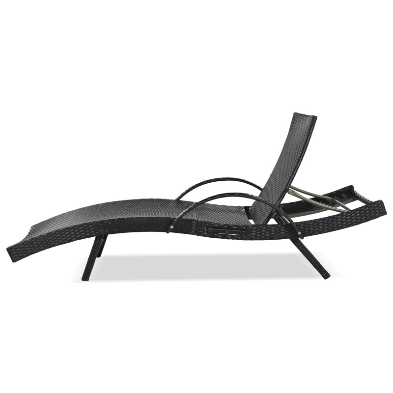 Ensemble de chaises longues d'extérieur en osier (ensemble de 2), Noir