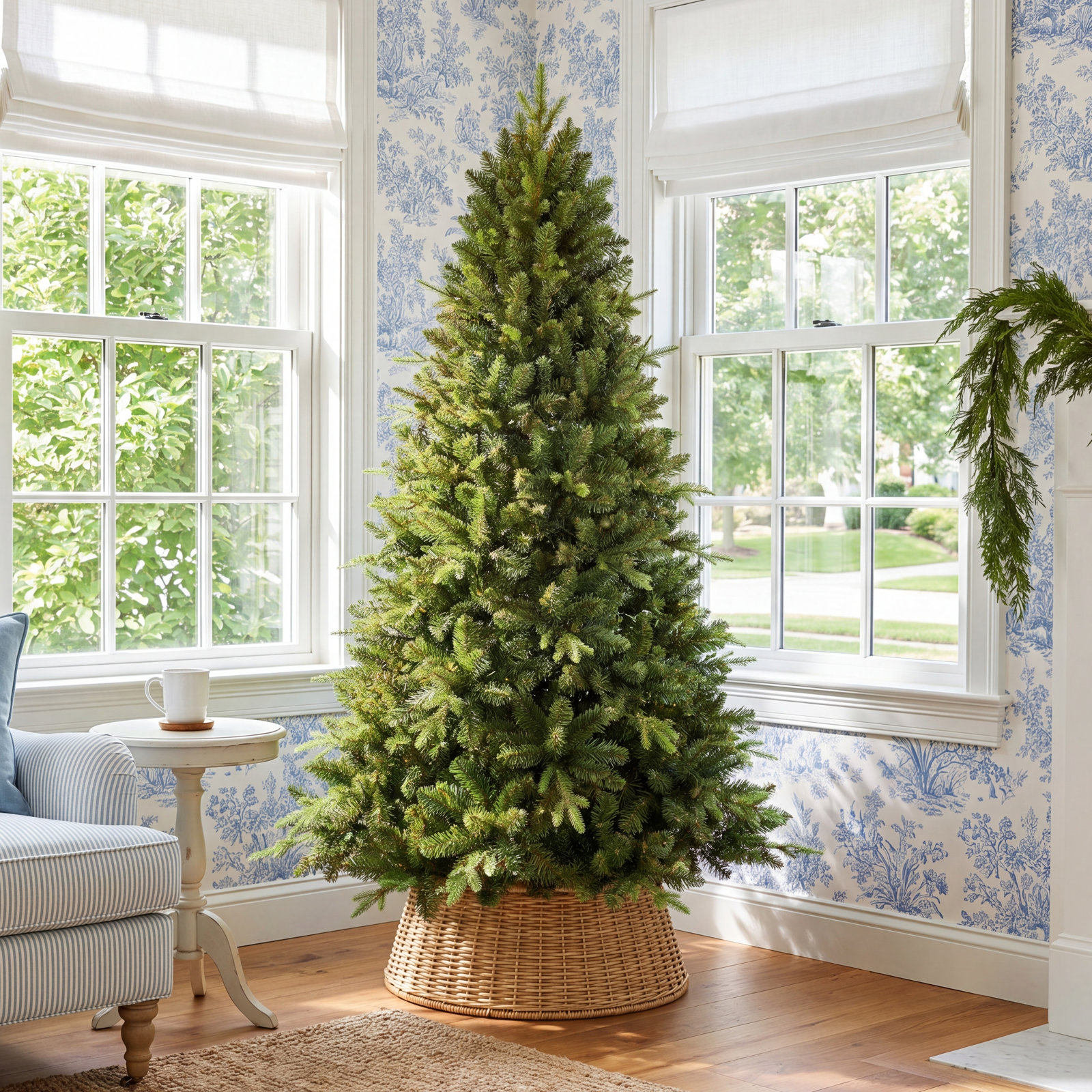 White Pre-Lit Spruce Tree, 7'