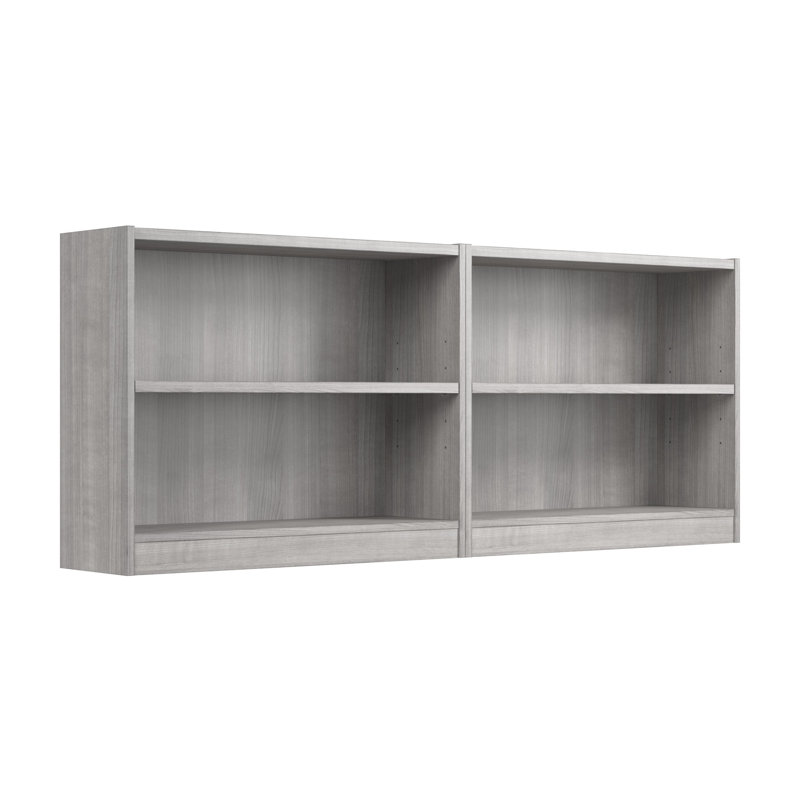 Paulica Small 2 Shelf Bookcase - Set of 2, Storage Bookshelves for Home Office and Living Room, Platinum Gray