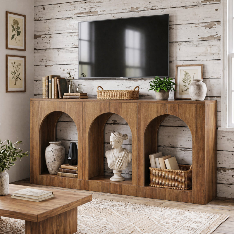Meuble télé 70,86 po avec tablette de rangement, Brun