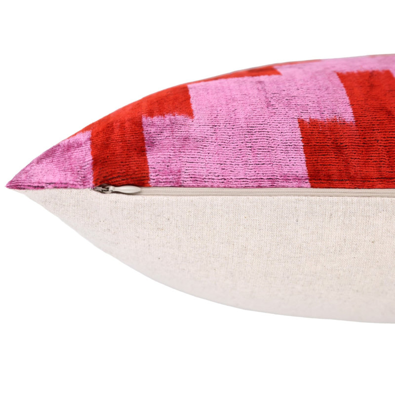 Coussin en velours rouge et rose - 16 x 16