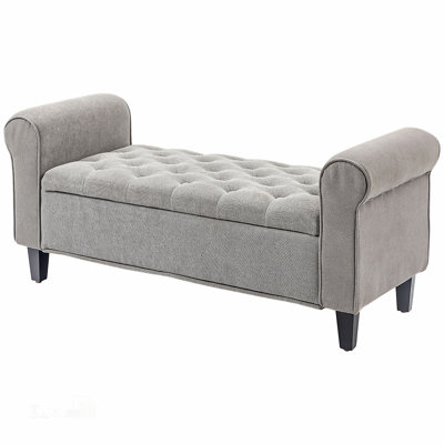HOMCOM Tufted Storage Ottoman Bench with Rolled Arms and Hidden Storage, Perfect for Living Room and Bedroom by Red Barrel Studio