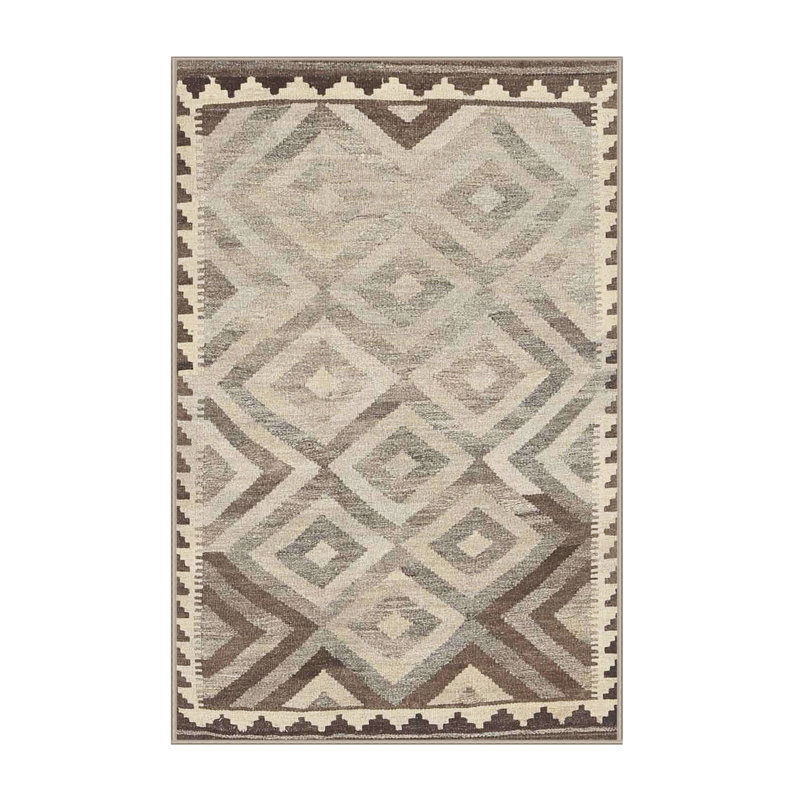 Tapis contemporain beige / brun, Rectangle 5 pi x 7 pi