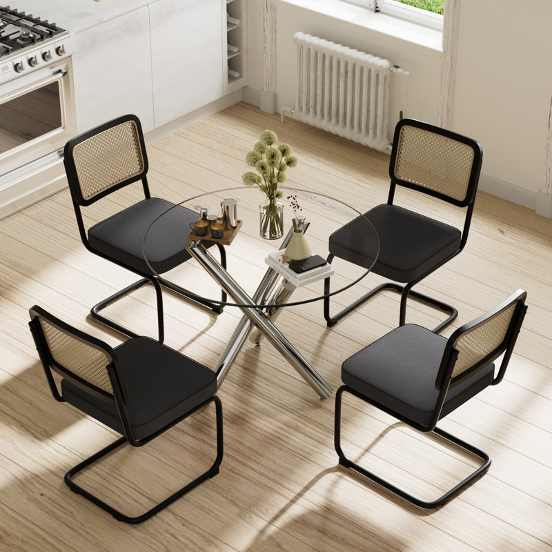 Ensemble de table de salle à manger Elegant, Noir, H 30 po x L 36 po x l 36 po, 5