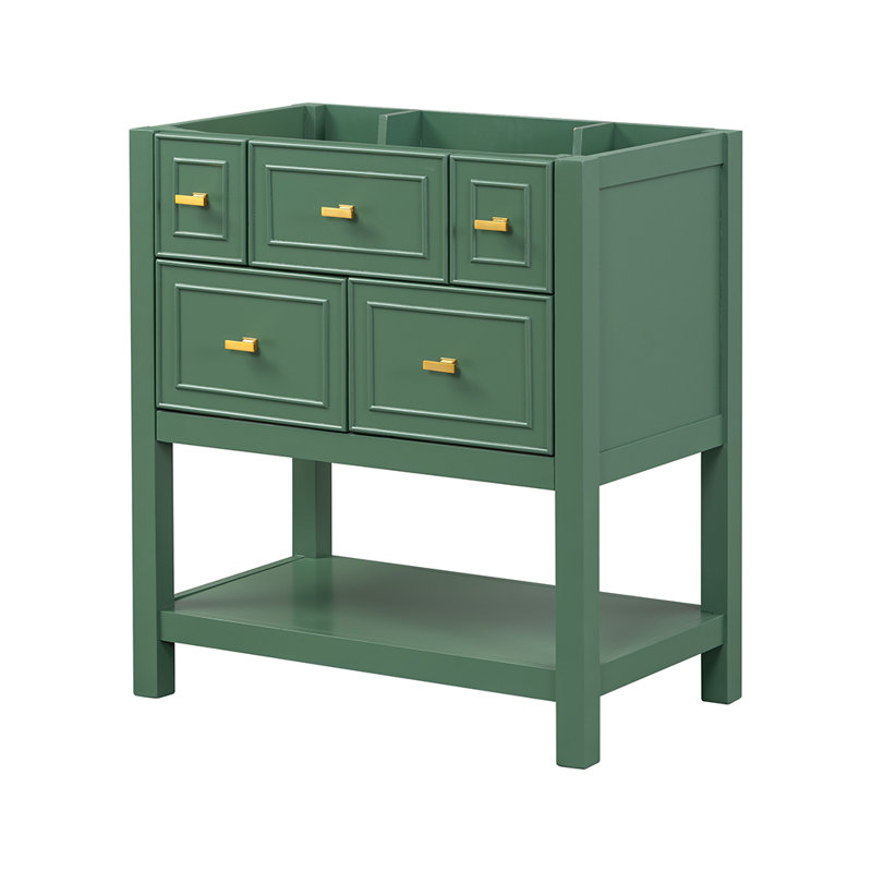 Meuble-lavabo autoportant avec lavabo et 5 tiroirs, Vert