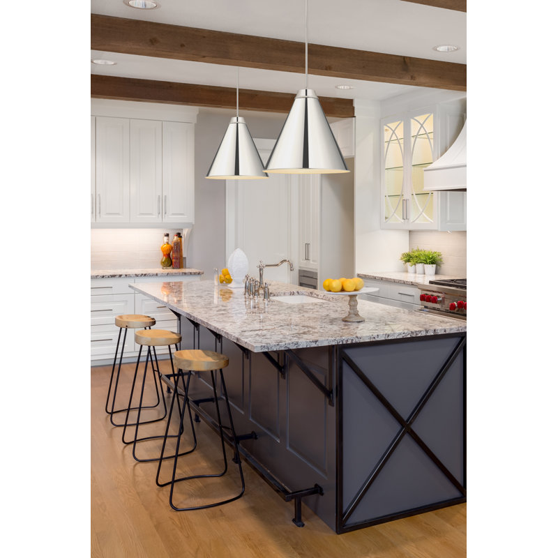 Haveman 1-Light Dimmable Adjustable Length Pendant, Polished Nickel, 27" H x 24" W x 24" D