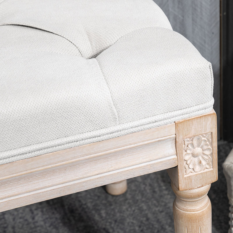 Fin de banc de lit, banc de chambre rembourré, blanc crème