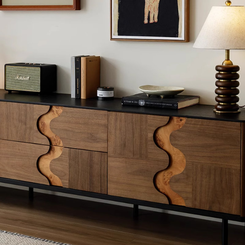 Meuble télé rétro, 86.61", Noir / brun