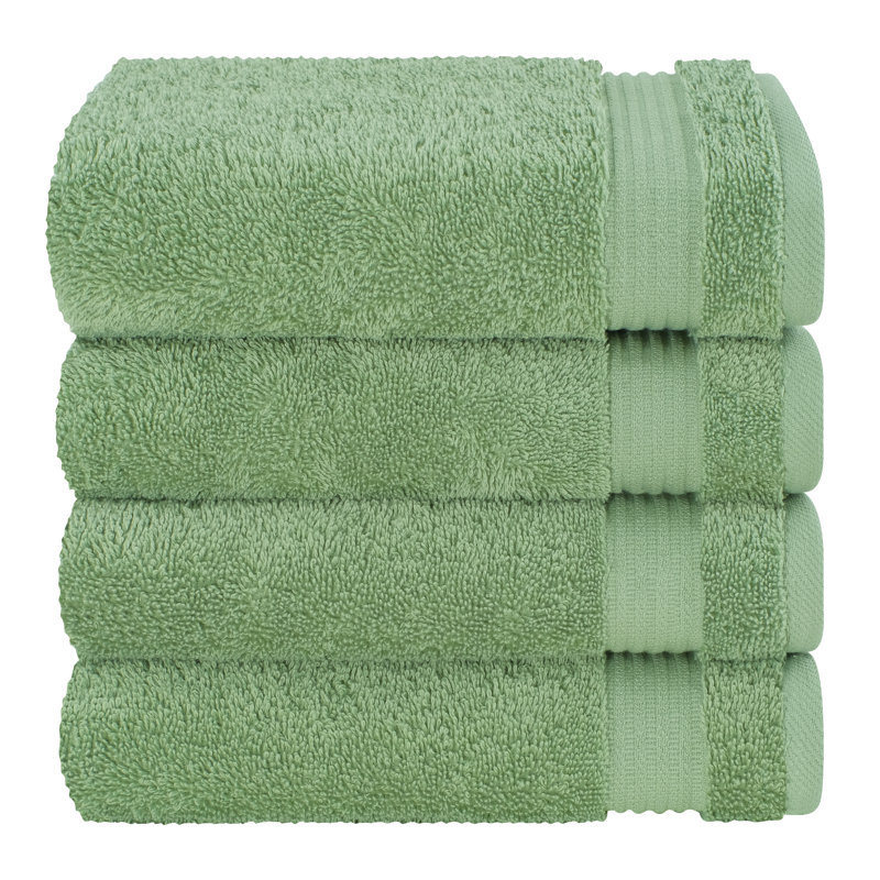 100% Cotton Turkish  Hand Towel Set, 4 Piece Soft, Absorbent Hand Face Towels, Sage Green