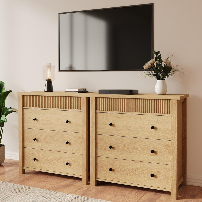 Commode 5 tiroirs pour table de chevet, commode en bois, table de bout cannelée, rangement pour le salon, le couloir et le vestibule