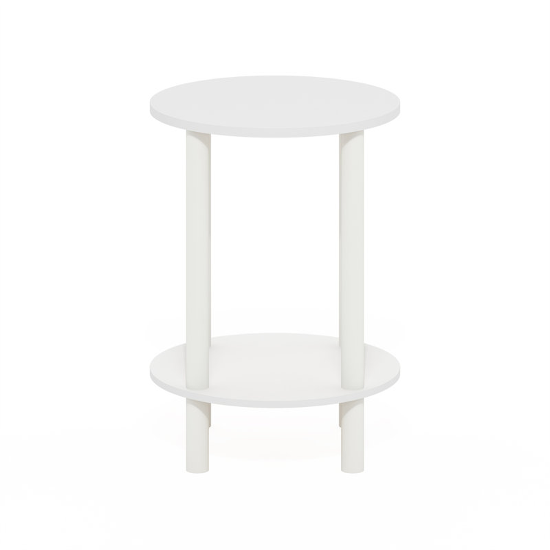 Creekside 2-Tier Round Wooden End Table, Side Table, White/White, White/White