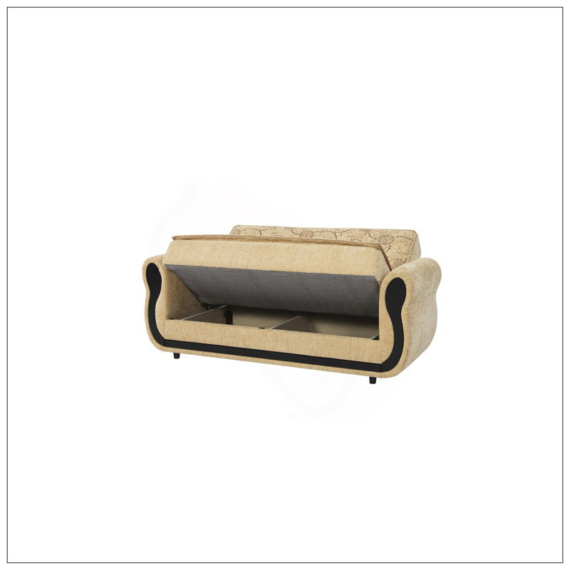Causeuse convertible rembourrée avec rangement, Beige, Noir