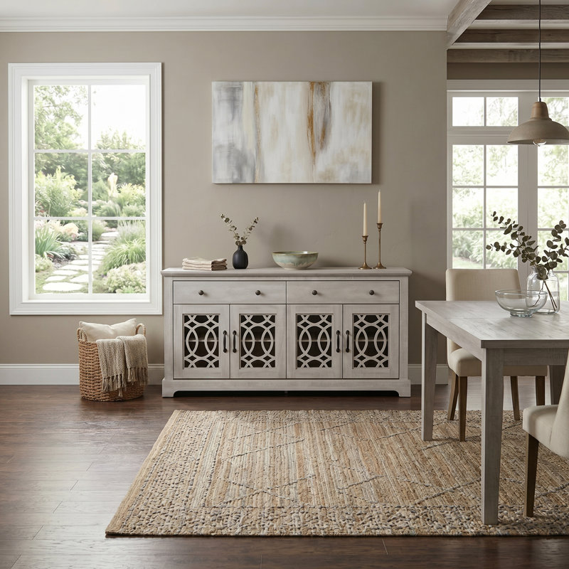Allivia 58.7" Wide 4 Drawer Sideboard, Dusty Gray Oak