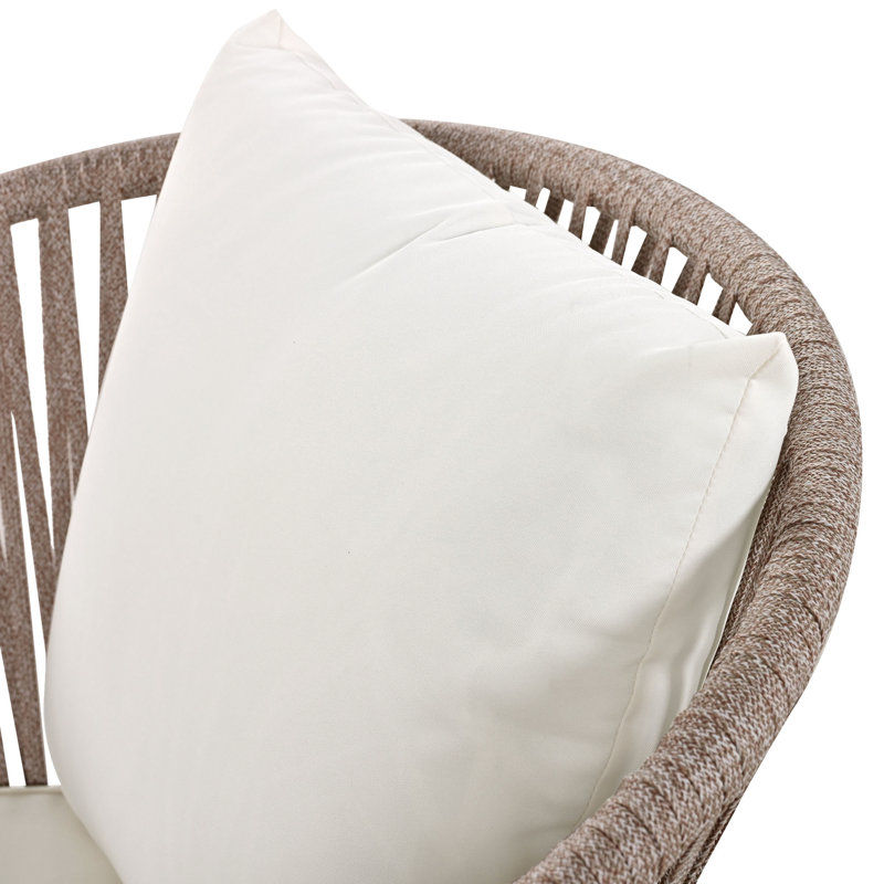 7 Pieces Patio Dining Set, Beige/Brown