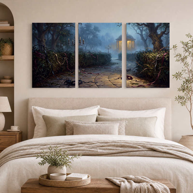 Ensemble d'art mural sur toile Misty Forest Pathway, H 24 po x l 16 po x 3 pièces