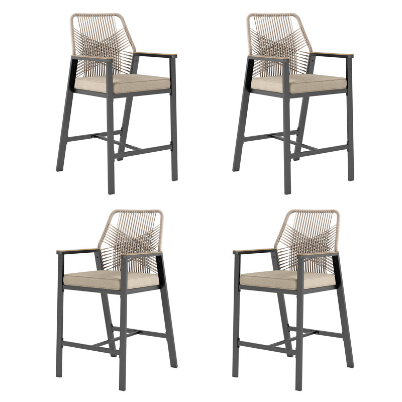 Tabouret de bar de patio avec coussin, 4