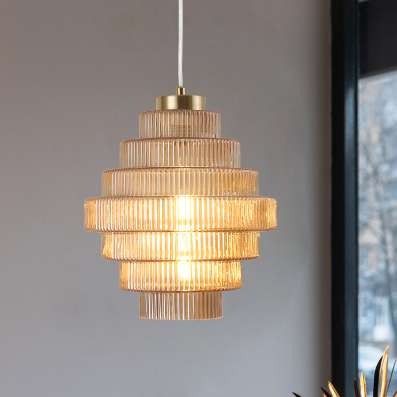 Luminaire suspendu à 1 lumière Raylie, Ambre