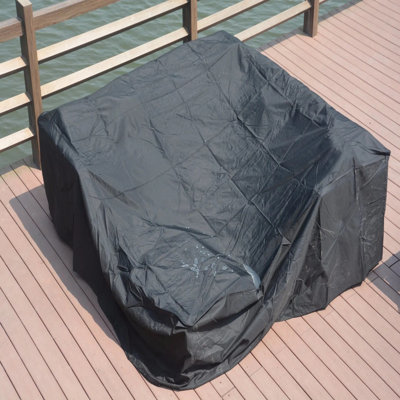 106" x 106" Black Square Outdoor Patio Furniture Cover, 270g/m² Waterproof Polyester All‑Weather Sectional Sofa Protector with Buckle Straps & Air Vents