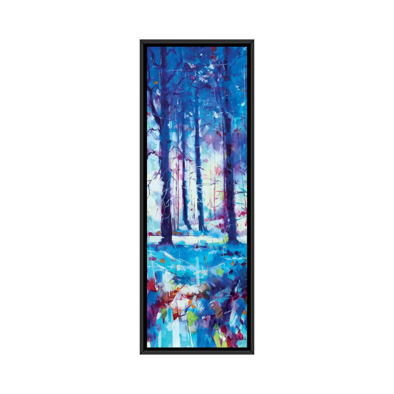 Mile End Wood by Doug Eaton - Panoramic Painting on Canvas, Black Framed, 30.48 cm H x 91.44 cm W