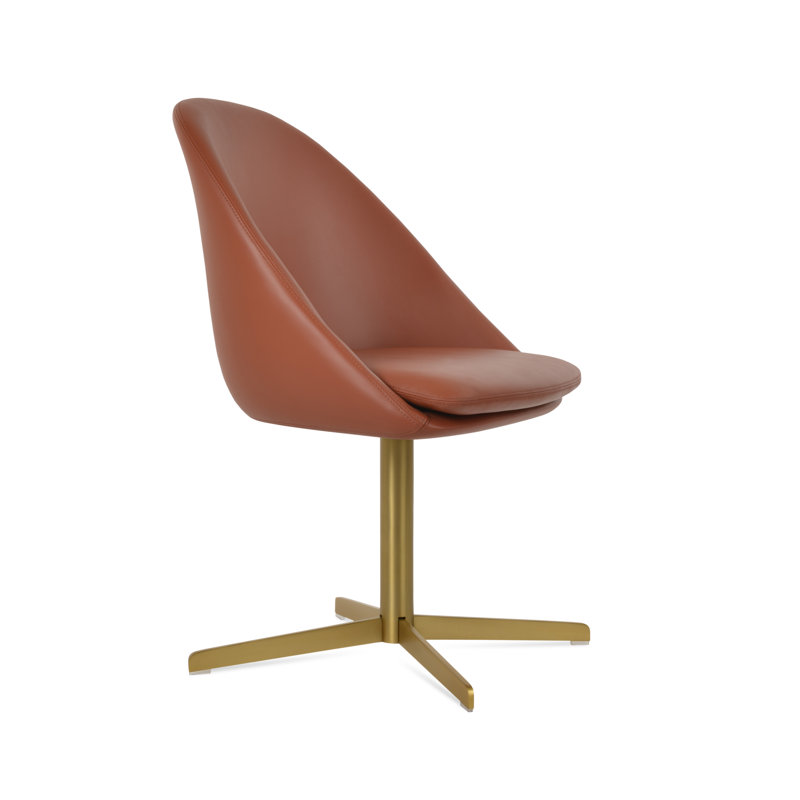 Chaise d'appoint pivotante 4 étoiles Avanos, Cannelle, Laiton