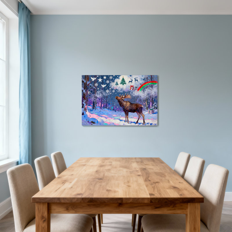 Noël, hiver, forêt, orignal, scène de Noël, H 24 po x l 36 po