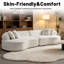 Canapé d'angle incurvé de luxe en forme de L, canapé-lit surdimensionné minimaliste en bouclette blanche Teddy