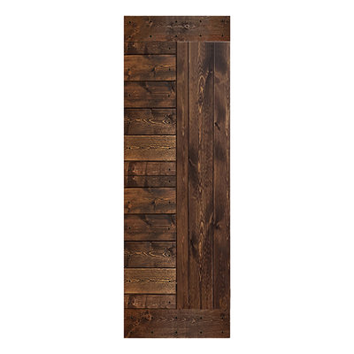Porte de grange en bois peint à panneaux L Series sans trousse de quincaillerie d'installation