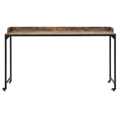 Desk In Rustic Brown With Adjustable Legs And , Laptop Compatible For Bed, Engineered Wood Metal Table Height Construction