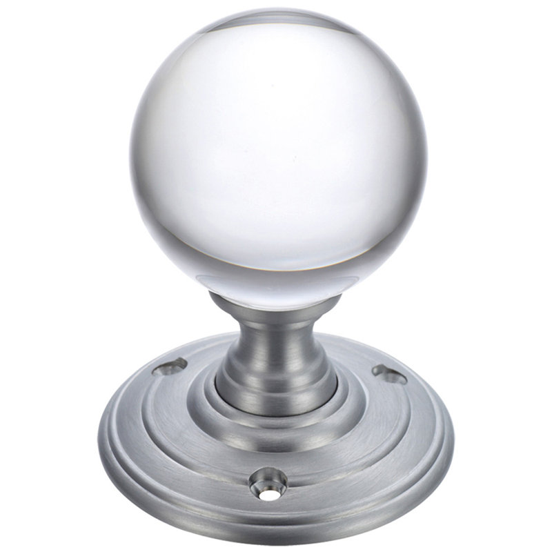 Door Knob, Satin Chrome/Clear