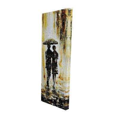 Couple Under the Rain Canvas - Industrial Bedroom Wall Art