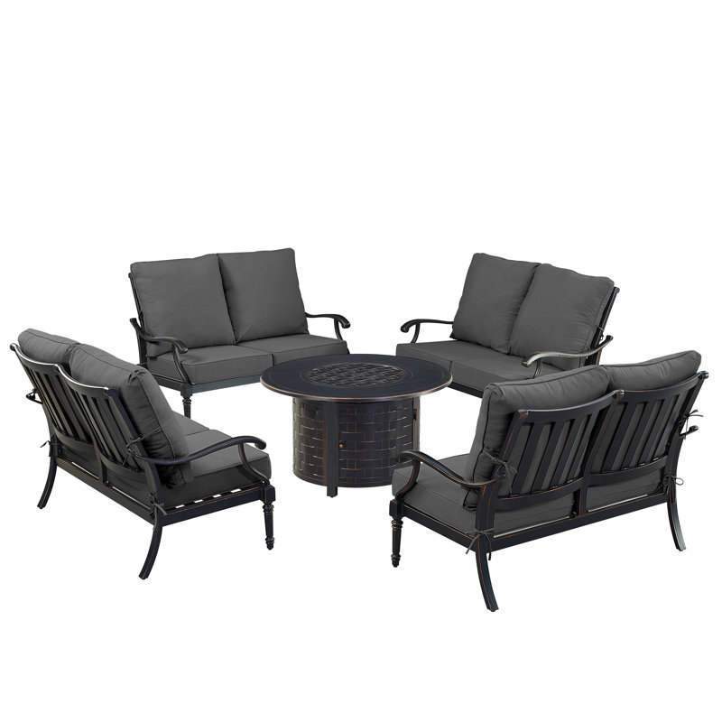 Paigelynn Outdoor 6 - Piece Conversation Set, Black