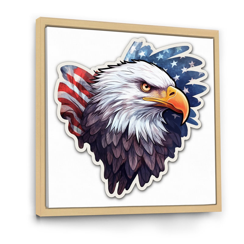 American Bald Eagle - Reproduction d'art sur toile, H 36 po x l 36 po x P 1,5 po, Cadre naturel flottant