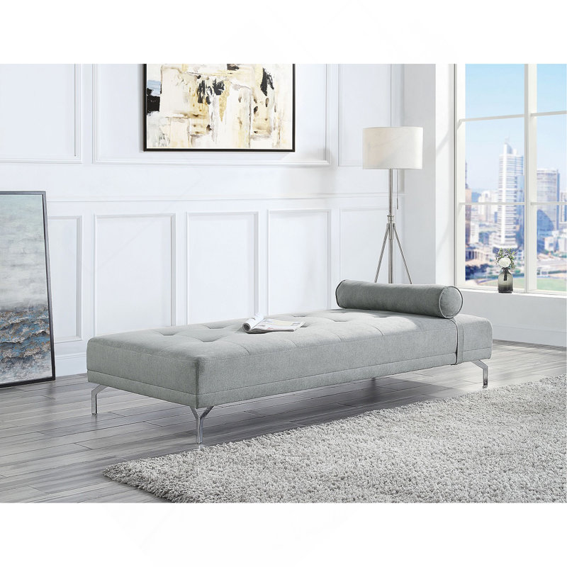 Canapé-lit en velours avec coussin Melange, gris