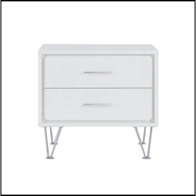 2 Drawers Nightstand With Metal Legs