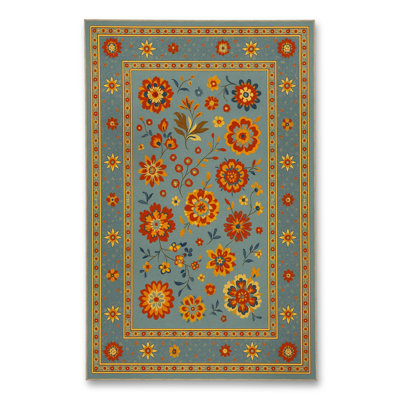 Tapis tissé à motif floral lavable Mosso