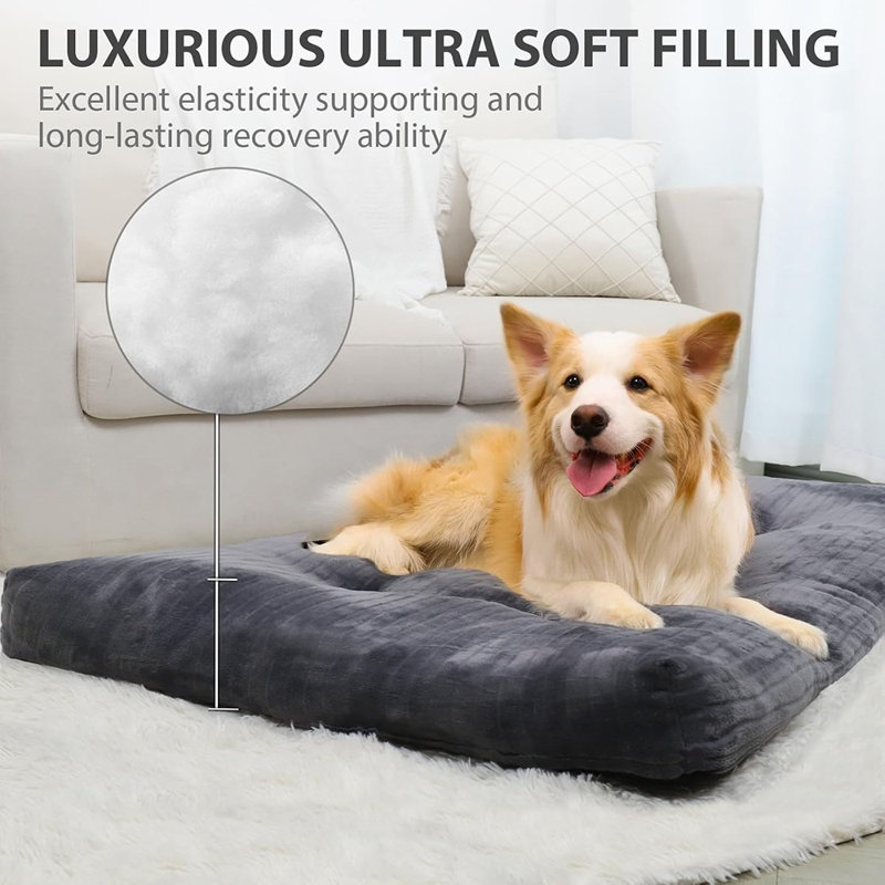 Lit gigogne lavable pour chien - Tapis de caisse épais et moelleux, confortable et durable, antidérapant et résistant aux rayures, gris
