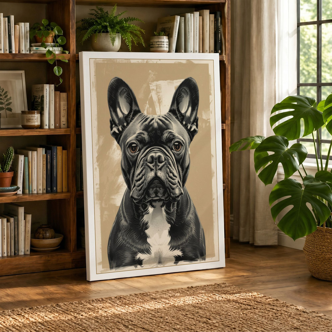 French Bulldog Portrait Minimalist - Wrapped Canvas