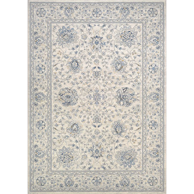 Ania Oriental Floral Antique Creme Performance Area Rug