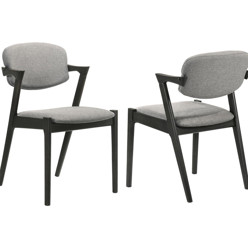 De 2 chaises de style Mid-Century - Siège confortable et chaise de salle à manger moderne à finition noire (2) Structure en bois gris