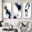 Momentary Spirit Abstract Deep Blue Ink I - Abstract Painting Art Set Of 3 Pieces-299835279-299835277