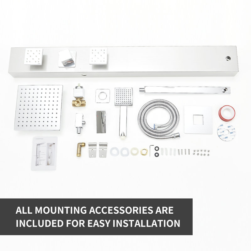 2-Jet Shower Panel System With Raninfall Shower Head, Polished Chrome