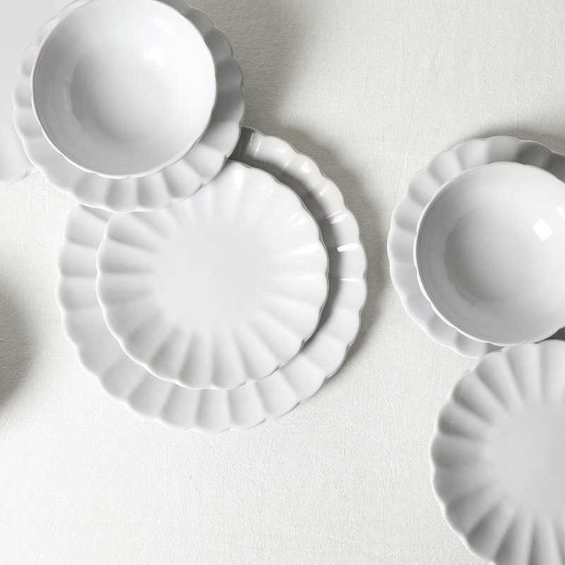Earth & Clay Phoenix 24-Piece Dinnerware Set Stoneware, White