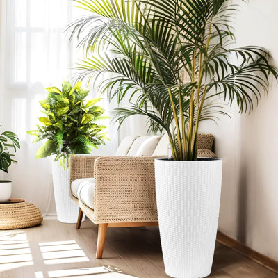 De 2 jardinières artificielles de 22 pouces avec moniteur de niveau d'eau et arrosage automatique, pour cultiver des plantes en intérieur et extérieur