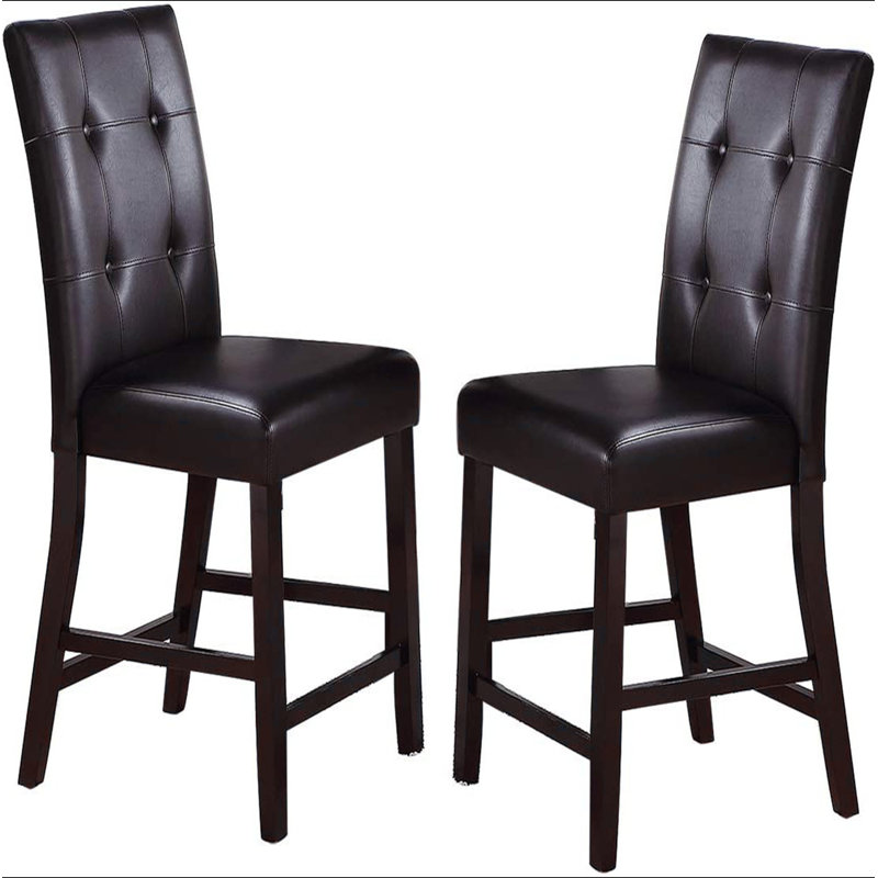 Ensemble de 2 chaises à hauteur de comptoir simple et contemporaine à finition brune avec coussins