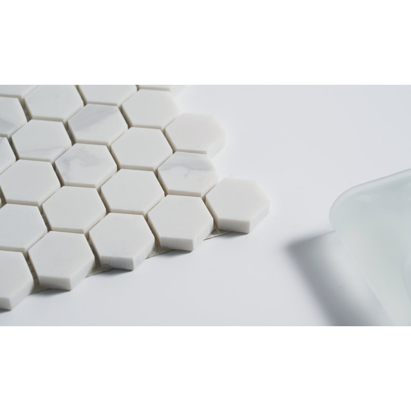 1" x 1" Engineered Stone Honeycomb Mosaic Wall & Floor Tile, Corchia Arabescato/Gray